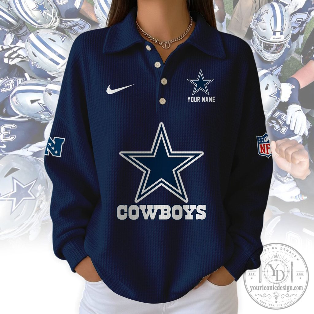 Dallas Cowboys Personalized Long Sleeve Polo Shirt for Football Fans Dallas Cowboys Personalized Long Sleeve Polo Shirt for Football Fans
