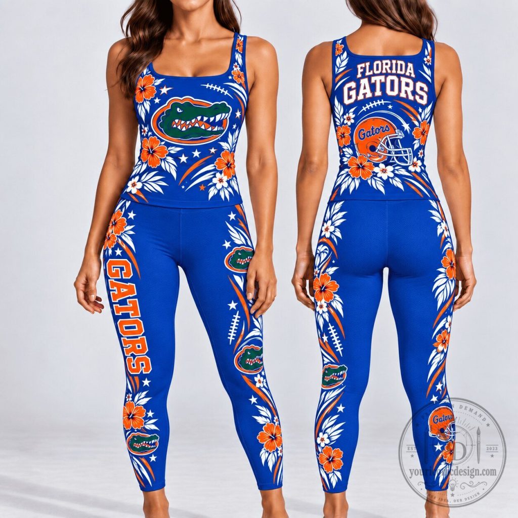Florida Gators Football Tropical Floral Women's Tank Top and Leggings Set Florida Gators Football Tropical Floral Women's Tank Top and Leggings Set