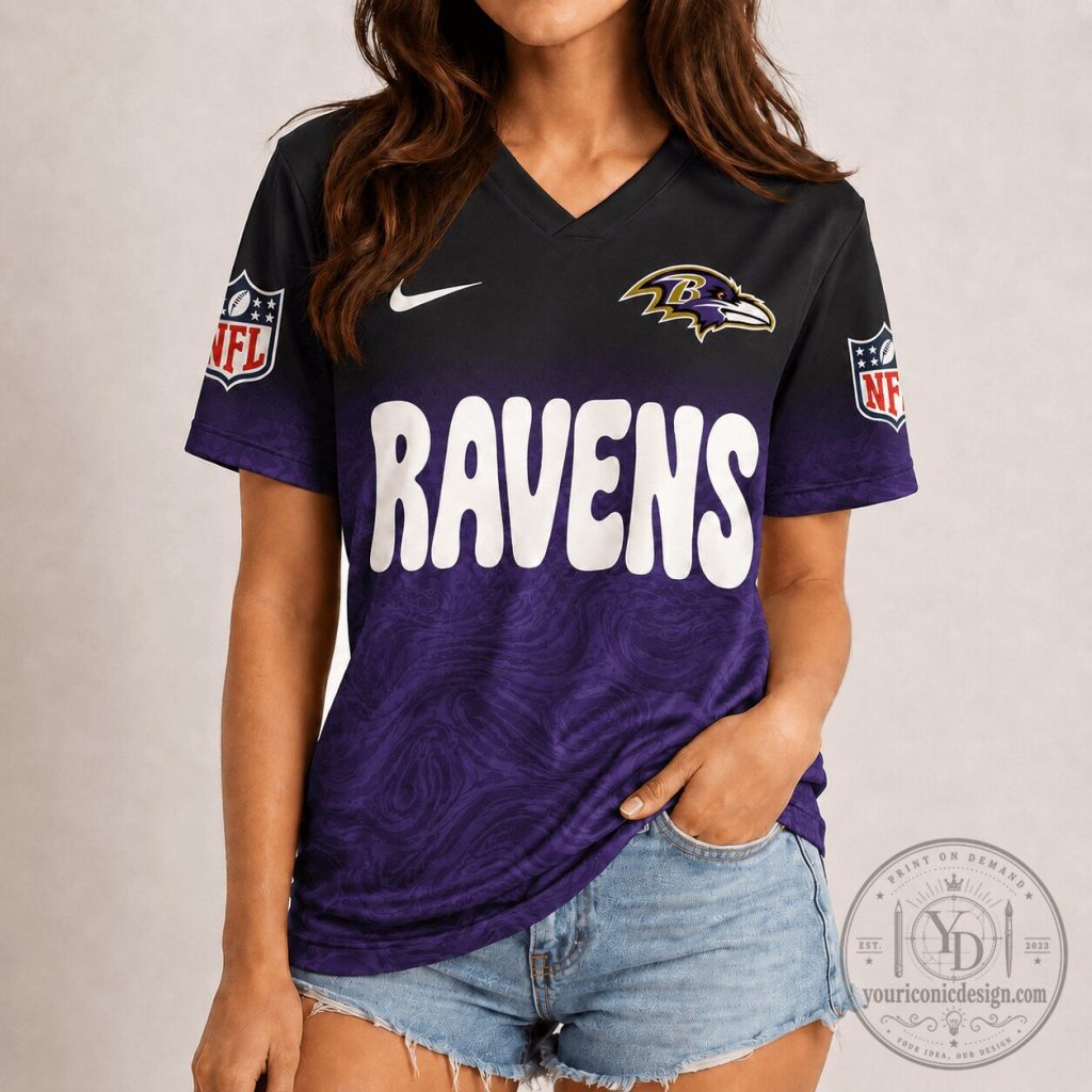 Baltimore Ravens GM Shirt NFL Football Team V-Neck T-Shirt for Women Baltimore Ravens GM Shirt NFL Football Team V-Neck T-Shirt for Women