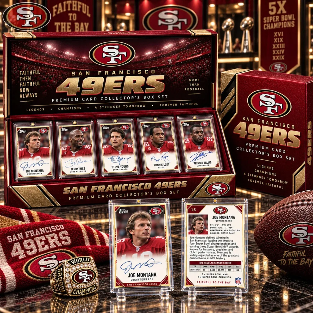 San Francisco 49ers Premium Card Collector's Box Set with Joe Montana Trading Card San Francisco 49ers Premium Card Collector's Box Set with Joe Montana Trading Card