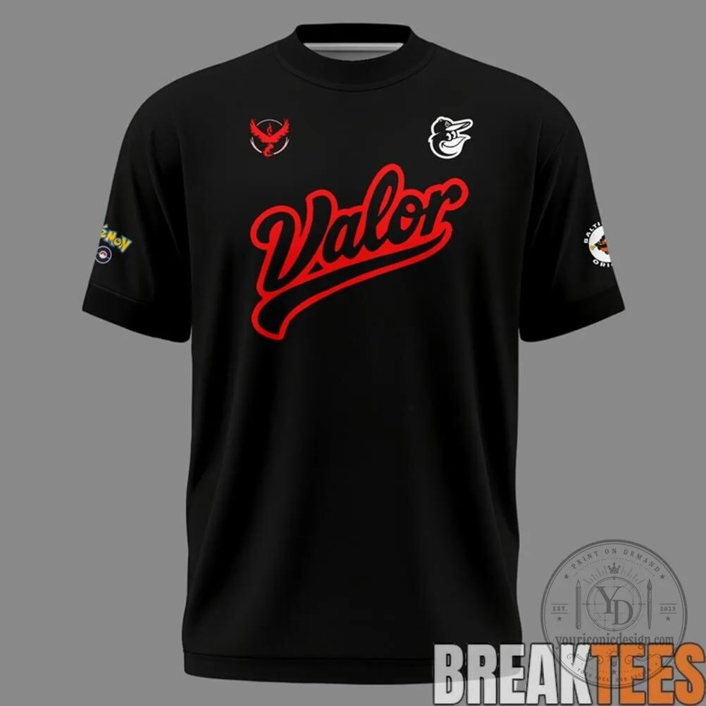 Baltimore Orioles Pokemon GO Team Valor Black T-Shirt 8 Baltimore Orioles Pokemon GO Team Valor Black T-Shirt