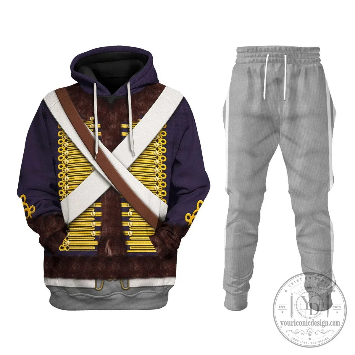 English Hussar Campaign Dress Uniform Historical Cosplay Hoodie and Pants Set 22 English Hussar Campaign Dress Uniform Historical Cosplay Hoodie and Pants Set