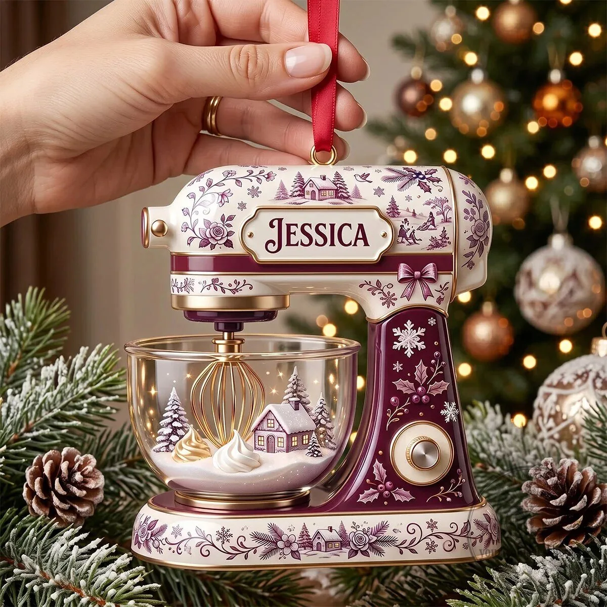 Personalized Christmas Stand Mixer Toile De Jouy Winter Wonderland Holiday Ornament 12 Personalized Christmas Stand Mixer Toile De Jouy Winter Wonderland Holiday Ornament