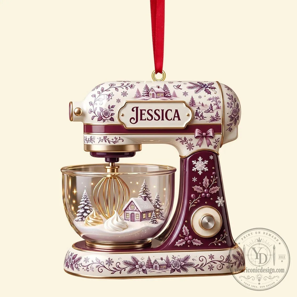 Personalized Christmas Stand Mixer Toile De Jouy Winter Wonderland Holiday Ornament 13 Personalized Christmas Stand Mixer Toile De Jouy Winter Wonderland Holiday Ornament