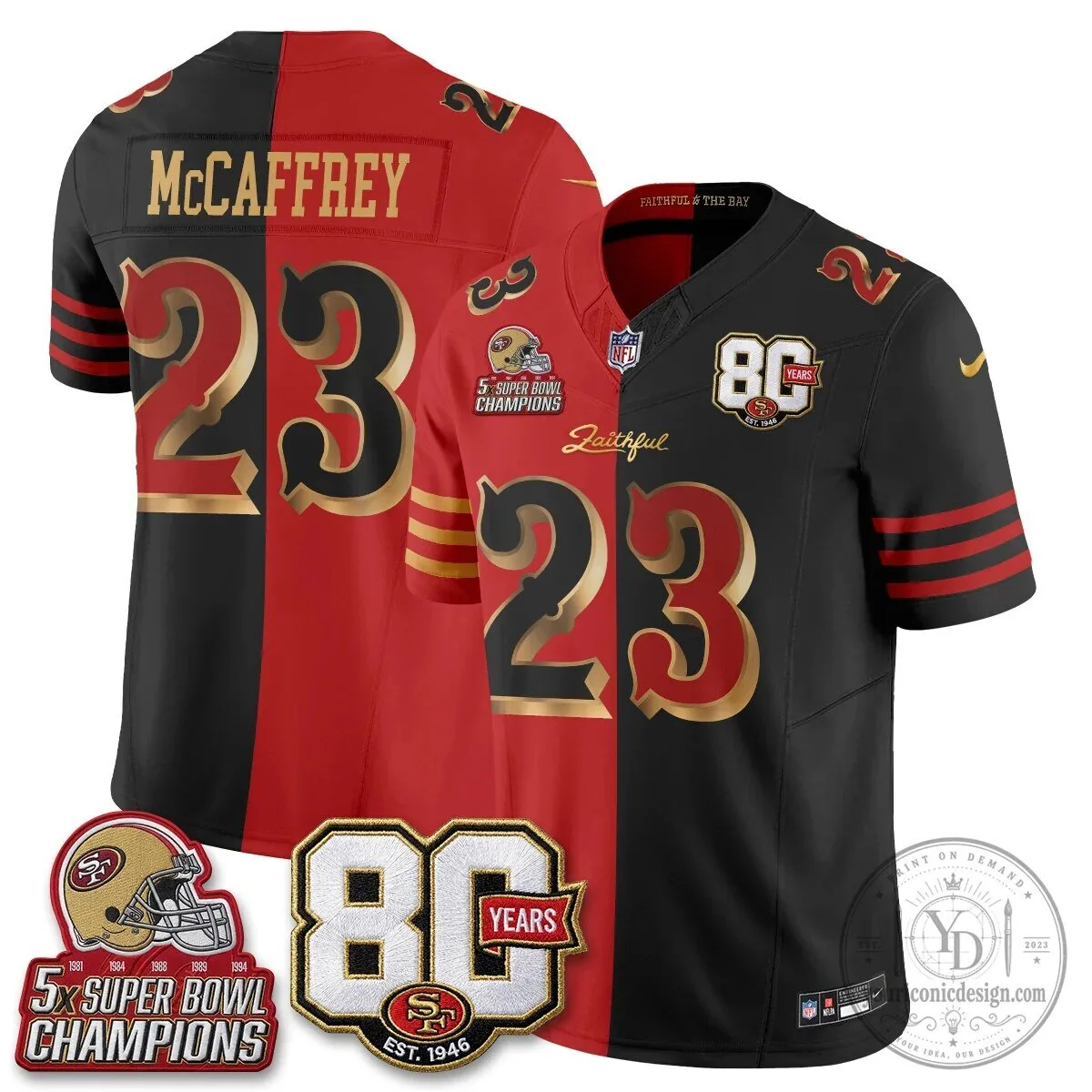 Christian McCaffrey San Francisco 49ers Split Edition Football Jersey