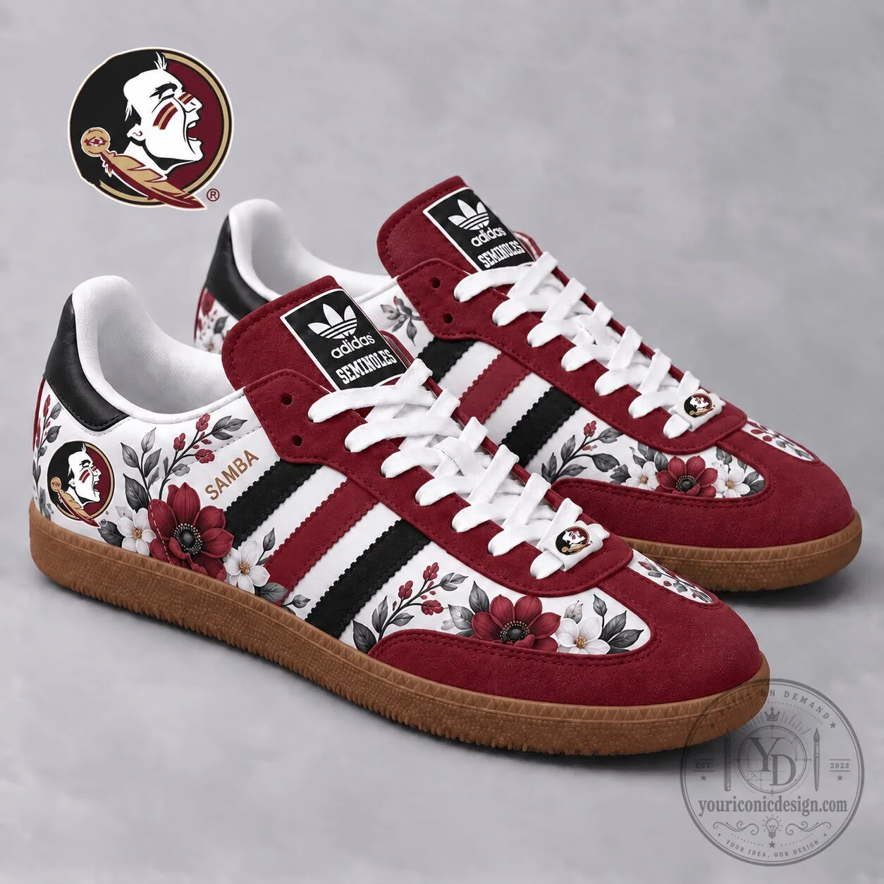 Florida State Seminoles Heritage Floral Pattern Samba Shoes