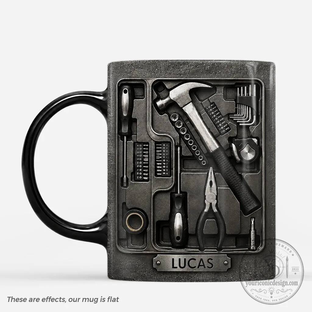 Personalized Toolbox Design Coffee Mug for Handyman Dad or Grandpa