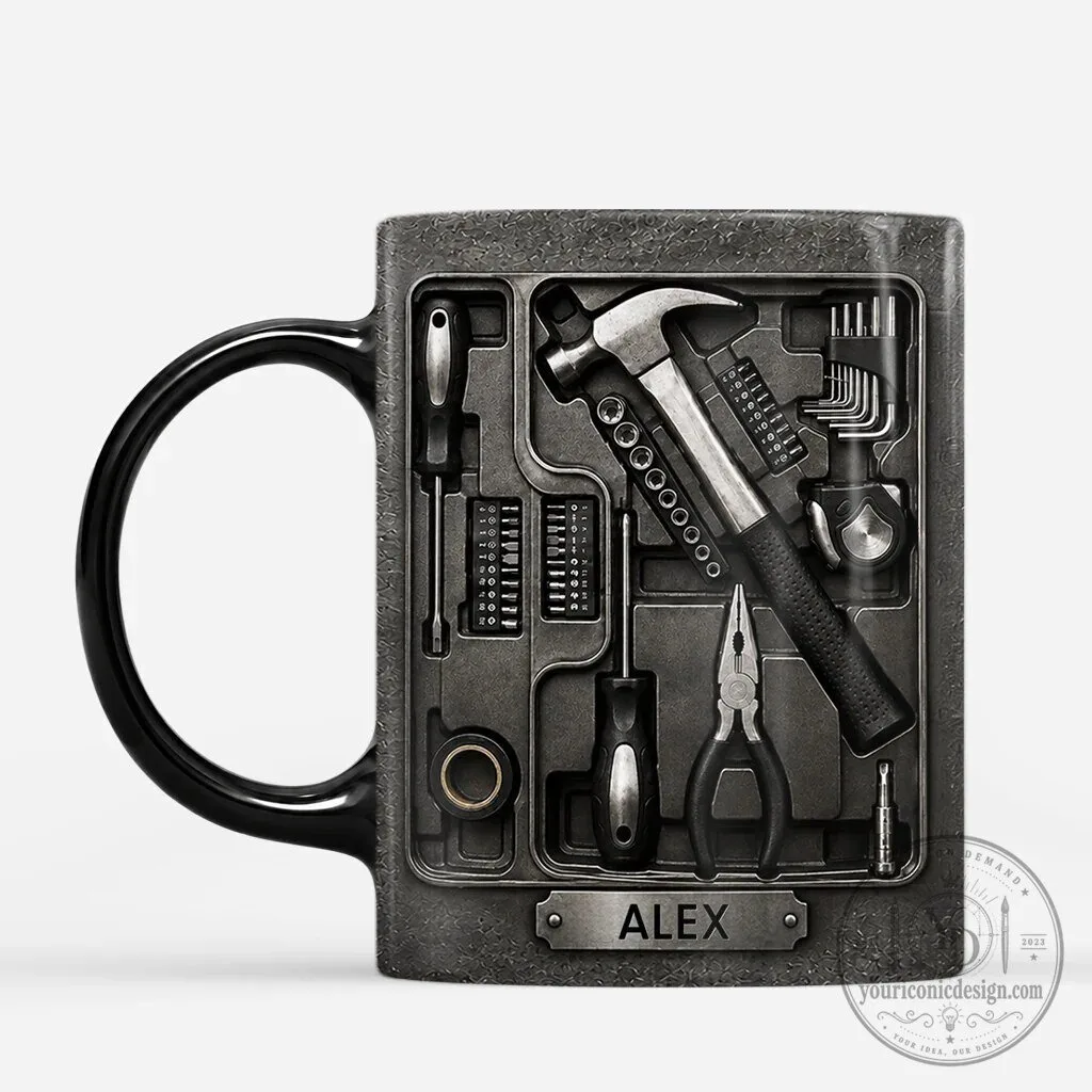 Personalized Toolbox Design Coffee Mug for Handyman Dad or Grandpa 8 Personalized Toolbox Design Coffee Mug for Handyman Dad or Grandpa