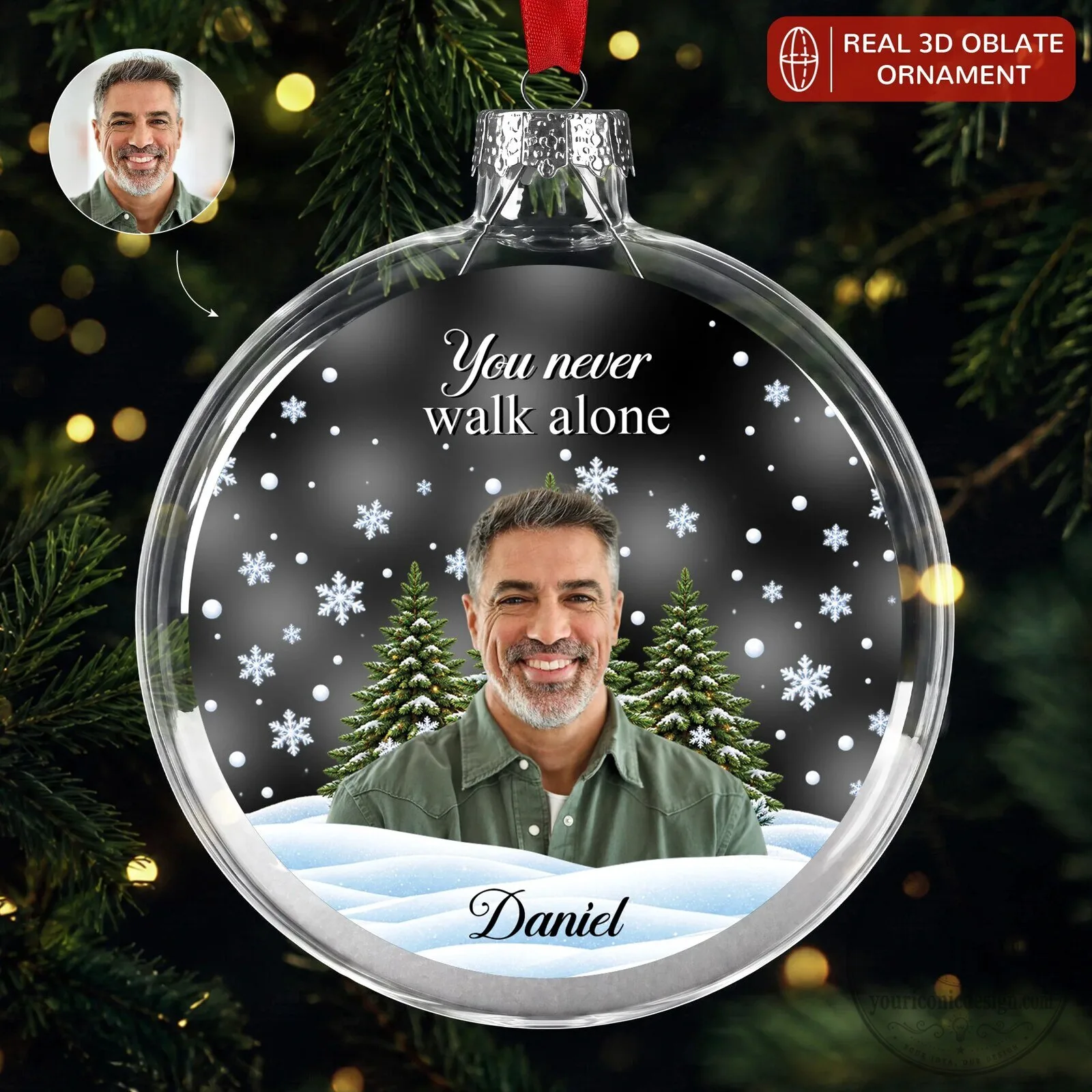Personalized Memorial Photo Glass Christmas Ornament, Remembrance Gift Bauble 8 Personalized Memorial Photo Glass Christmas Ornament, Remembrance Gift Bauble