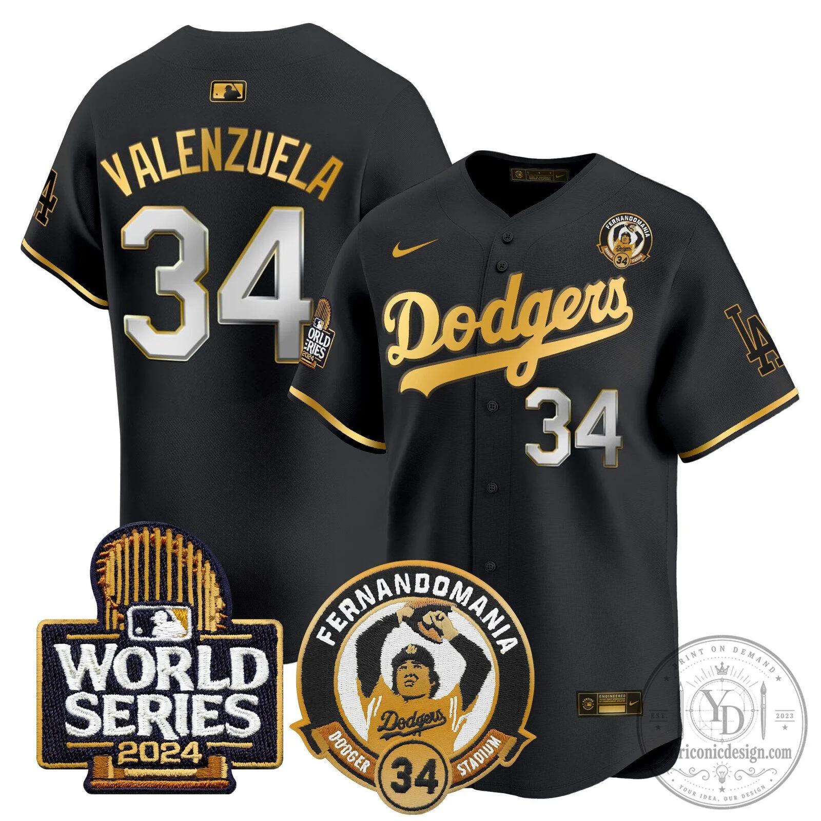 2024 World Series Black Baseball Jersey of Fernando Valenzuela for Los Angeles Dodgers 52 2024 World Series Black Baseball Jersey of Fernando Valenzuela for Los Angeles Dodgers