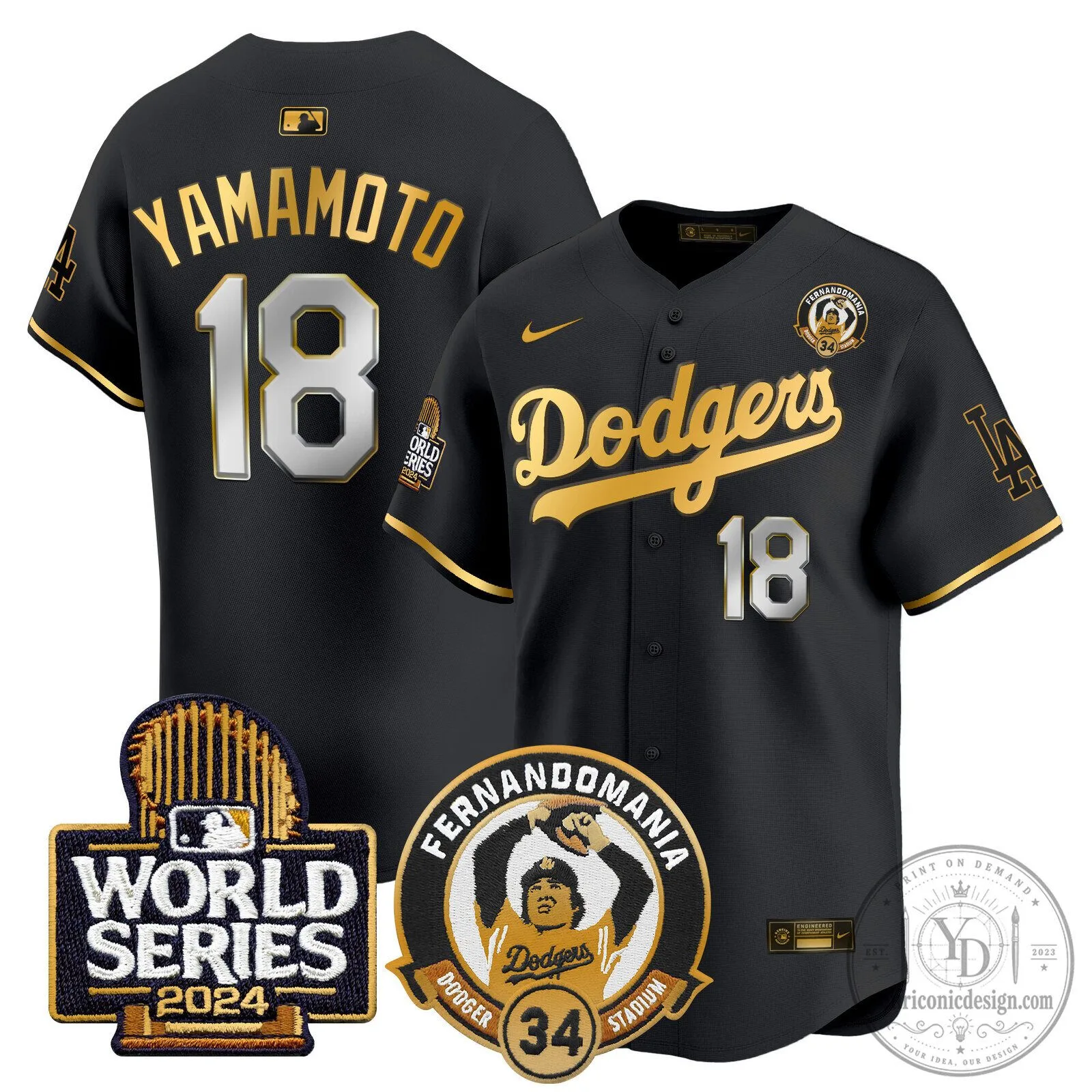 2024 World Series Black Baseball Jersey of Fernando Valenzuela for Los Angeles Dodgers 59 2024 World Series Black Baseball Jersey of Fernando Valenzuela for Los Angeles Dodgers