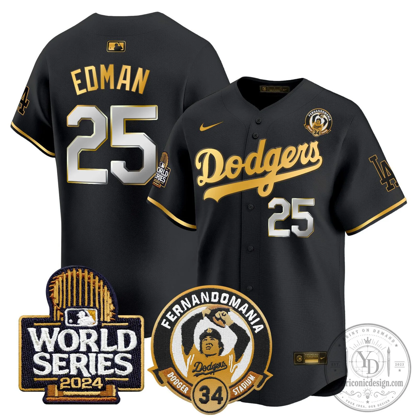 2024 World Series Black Baseball Jersey of Fernando Valenzuela for Los Angeles Dodgers 60 2024 World Series Black Baseball Jersey of Fernando Valenzuela for Los Angeles Dodgers