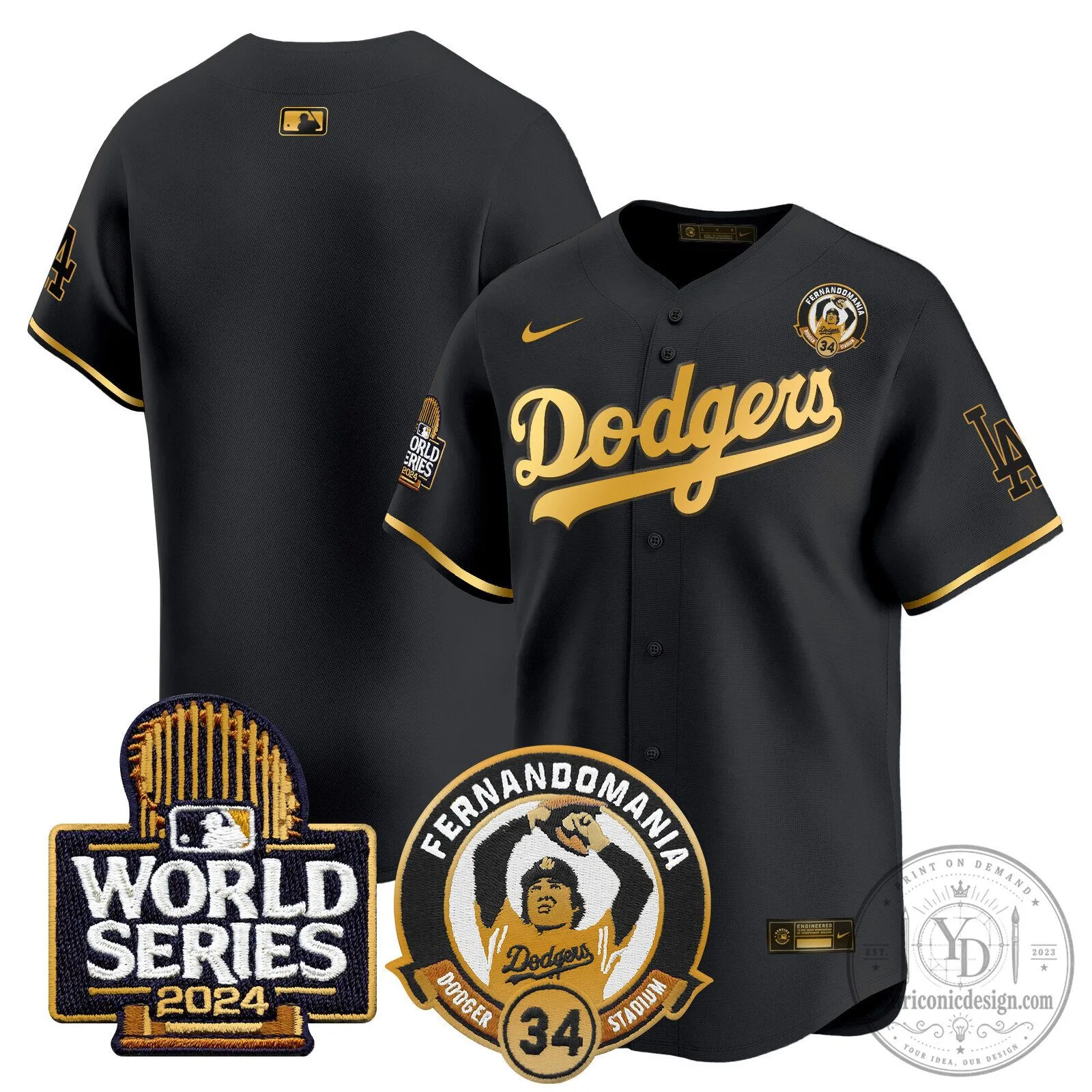 2024 World Series Black Baseball Jersey of Fernando Valenzuela for Los Angeles Dodgers 61 2024 World Series Black Baseball Jersey of Fernando Valenzuela for Los Angeles Dodgers