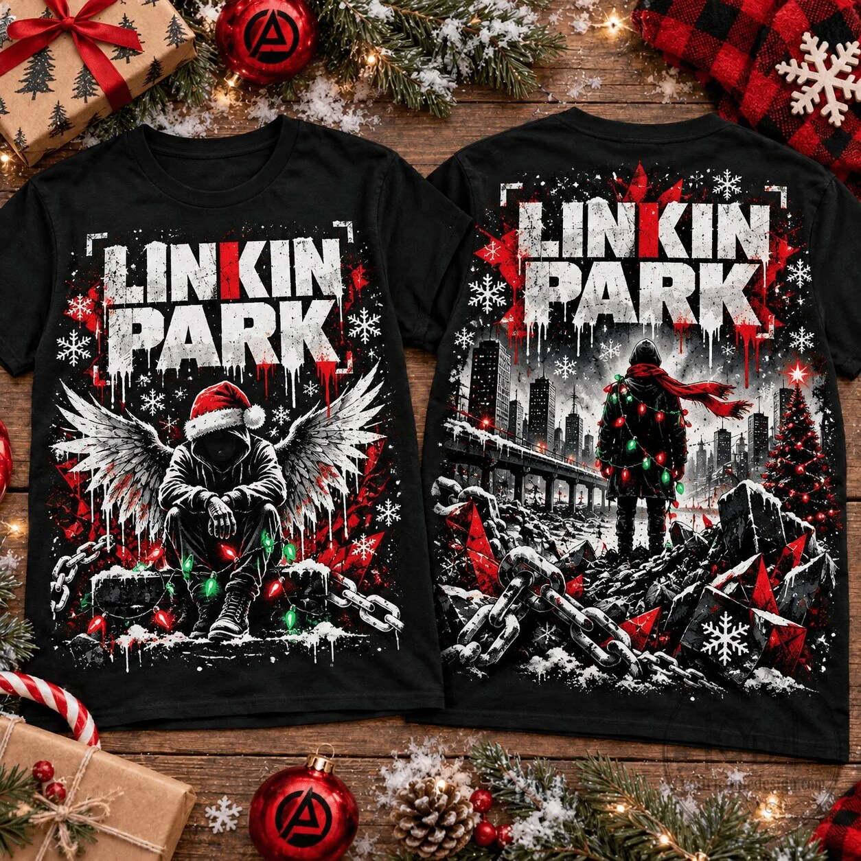 Linkin Park Christmas Holiday Rock Band Music T-Shirt 3 Linkin Park Christmas Holiday Rock Band Music T-Shirt