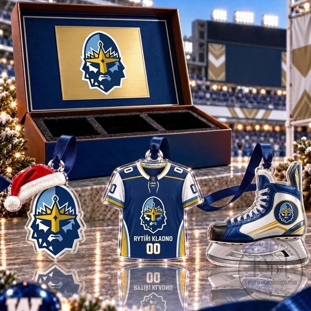 Rytíři Kladno Czech Ice Hockey Team Acrylic Christmas Ornament Set 3 Rytíři Kladno Czech Ice Hockey Team Acrylic Christmas Ornament Set