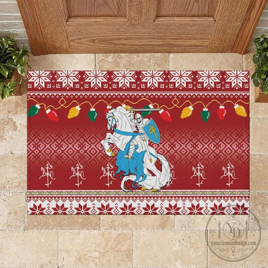 Lithuanian Vytis Christmas Ugly Sweater Style Doormat