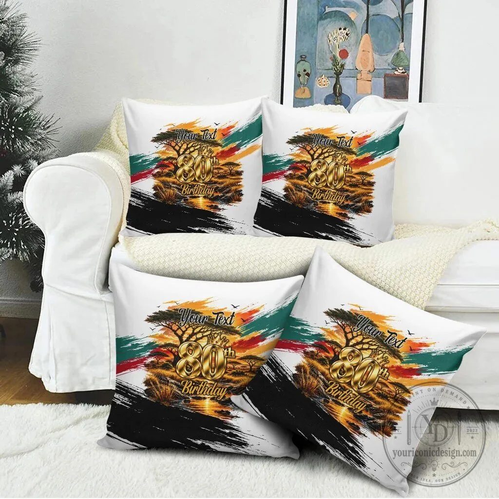 Personalized 80th Birthday African Safari Sunset Landscape Throw Pillow 10 Personalized 80th Birthday African Safari Sunset Landscape Throw Pillow