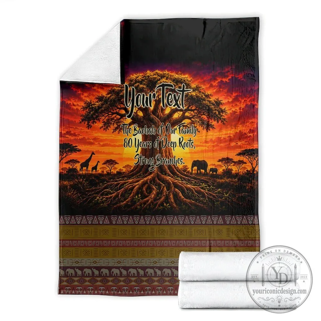 Personalized 80th Birthday Baobab Tree African Sunset Savanna Silhouette Blanket 7 Personalized 80th Birthday Baobab Tree African Sunset Savanna Silhouette Blanket