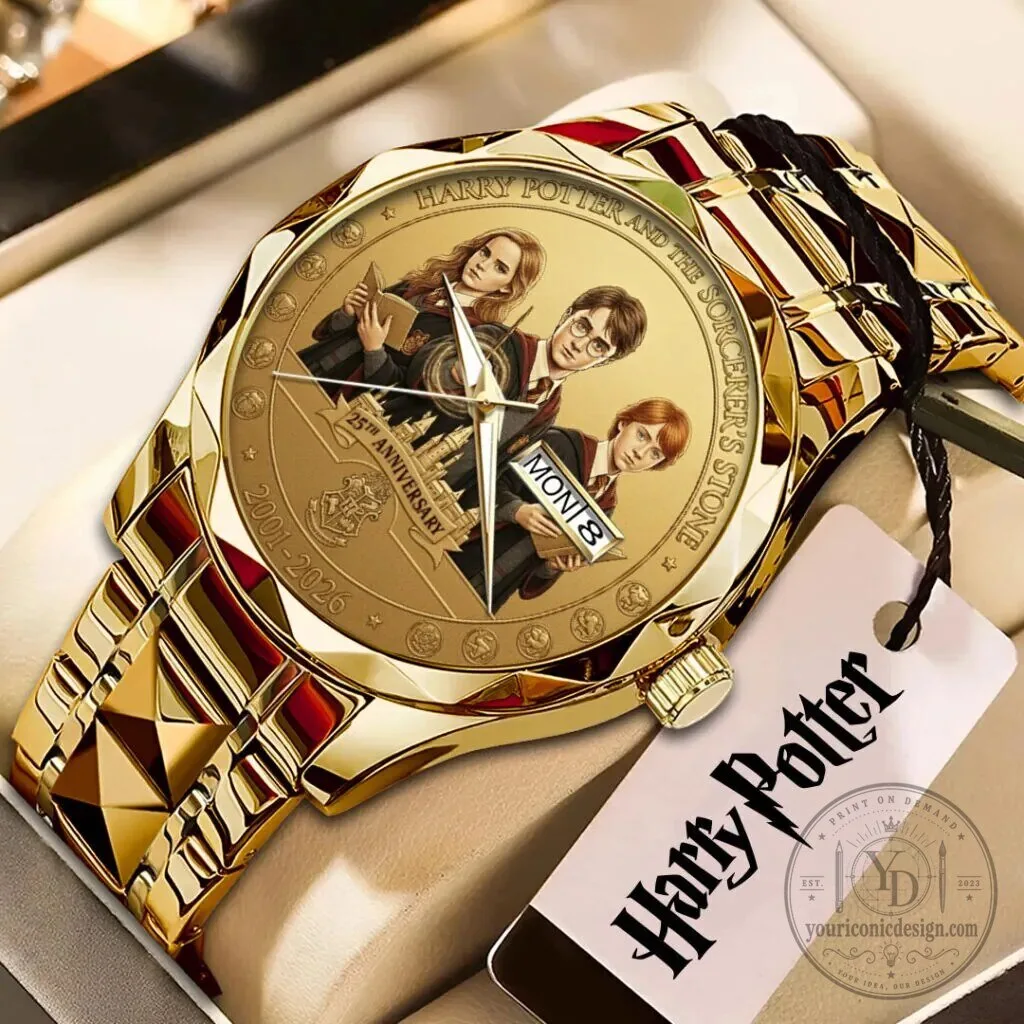 Harry Potter 25th Anniversary Golden Alloy Luxury Quartz Watch