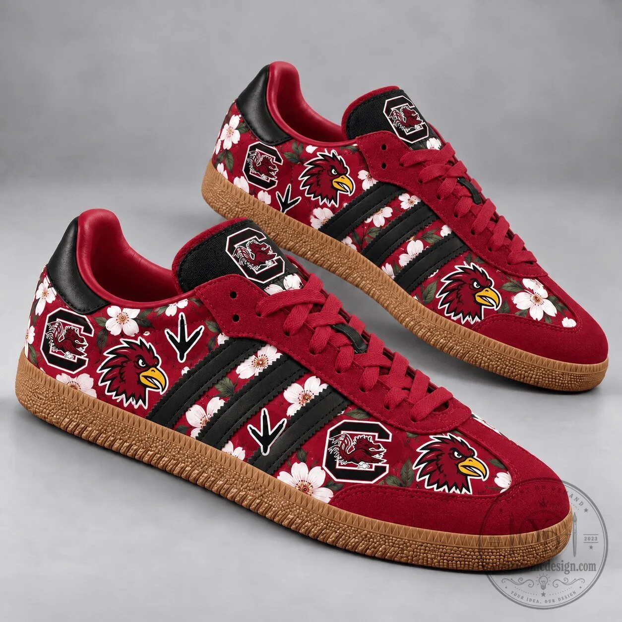 South Carolina Gamecocks Floral Mascot Pattern Red Shoes