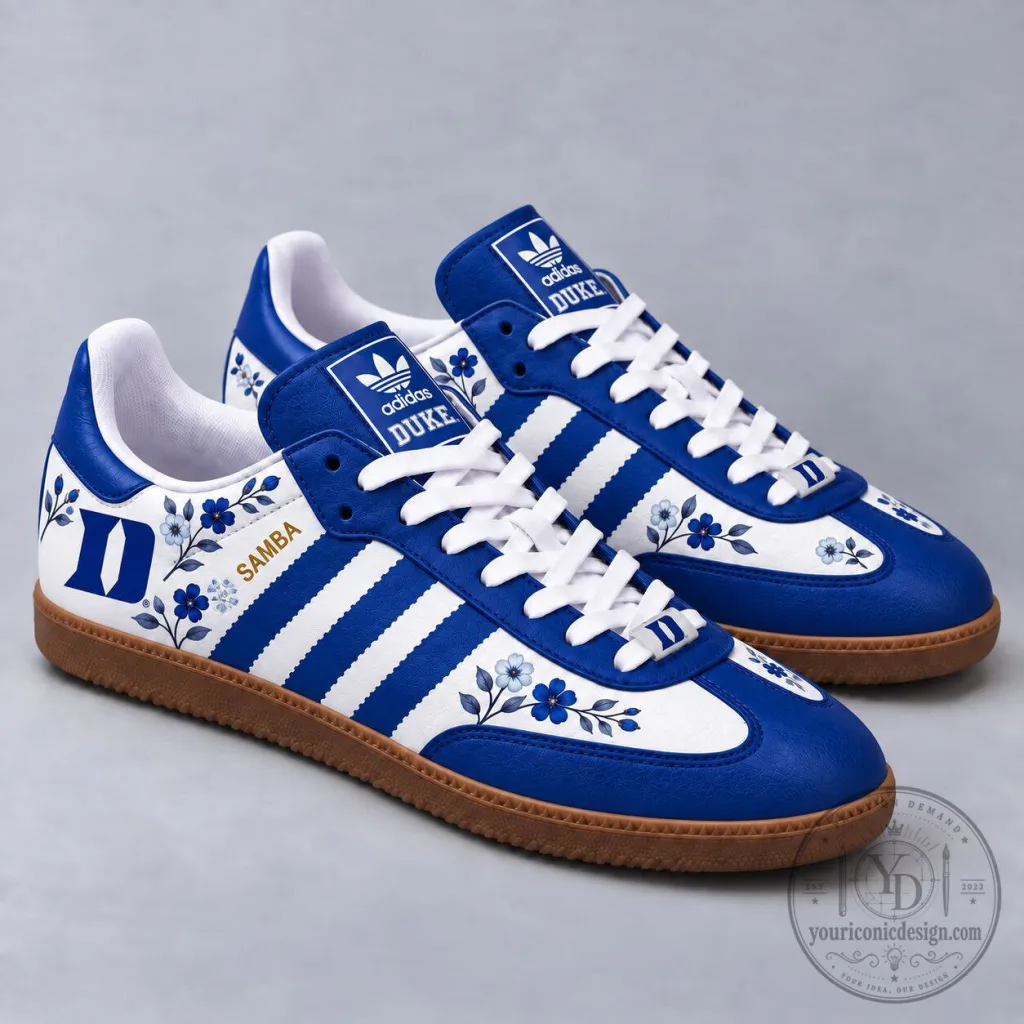 Duke Blue Devils NCAA Floral Samba Style Sneakers Duke Blue Devils NCAA Floral Samba Style Sneakers