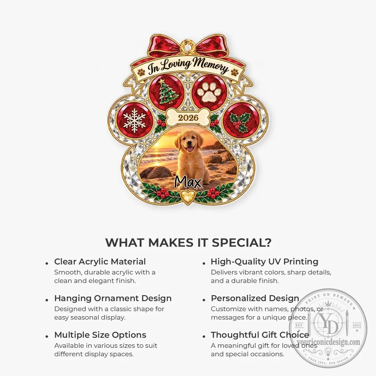 Personalized Pet Memorial Christmas Ornament In Loving Memory Dog Photo Keepsake 10 Personalized Pet Memorial Christmas Ornament In Loving Memory Dog Photo Keepsake