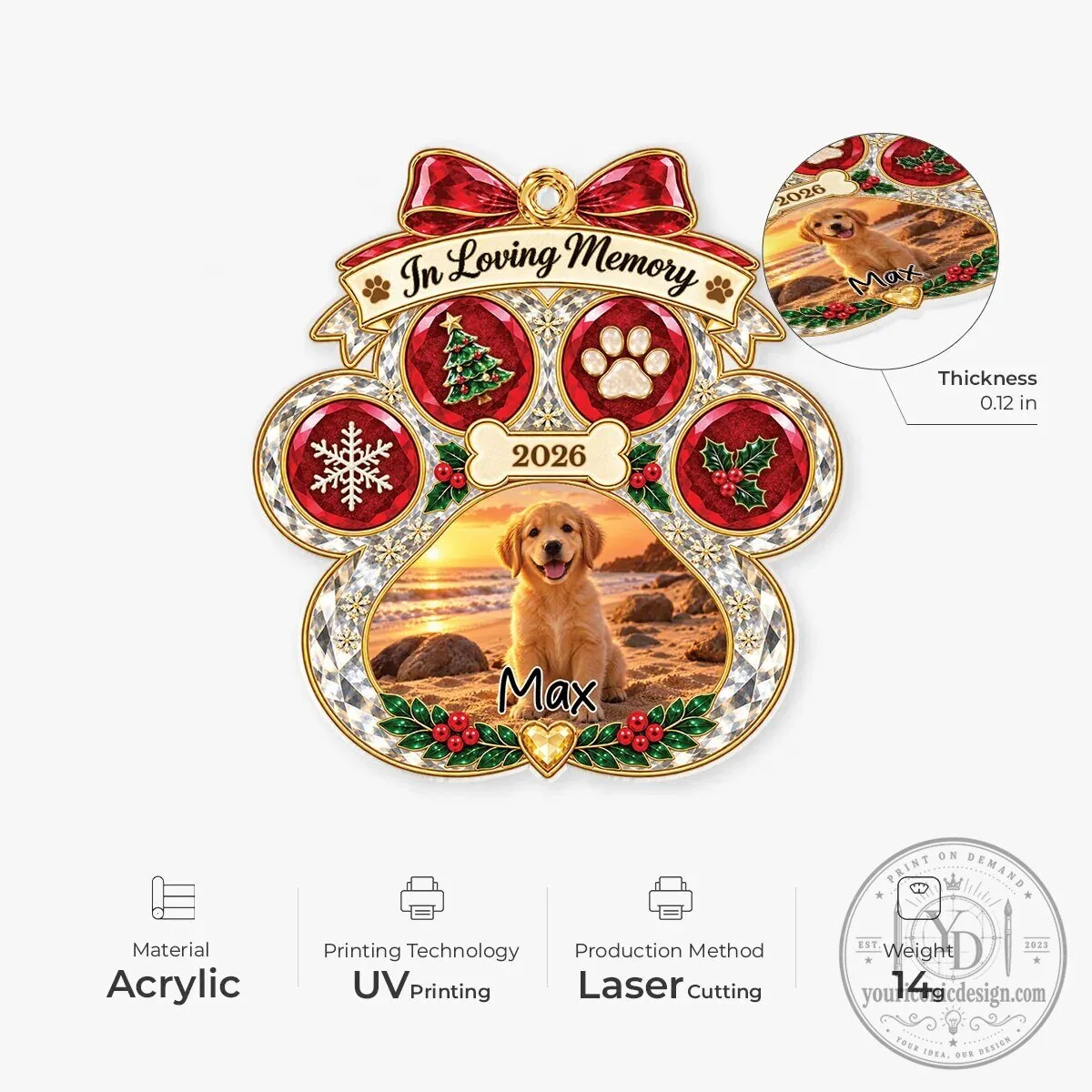 Personalized Pet Memorial Christmas Ornament In Loving Memory Dog Photo Keepsake 11 Personalized Pet Memorial Christmas Ornament In Loving Memory Dog Photo Keepsake