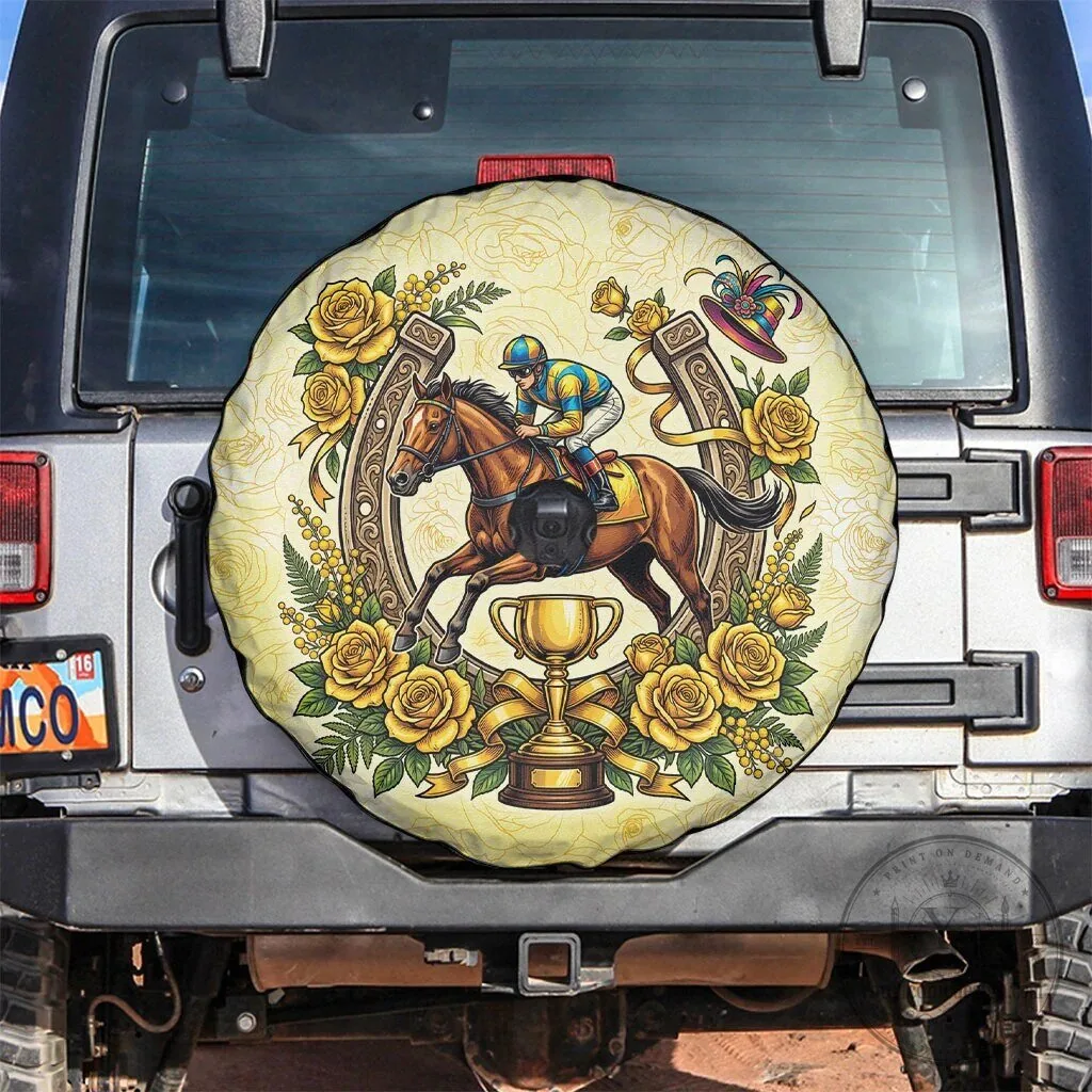 Melbourne Horse Race Yellow Rose Floral Horseshoe Spare Tire Cover 7 Melbourne Horse Race Yellow Rose Floral Horseshoe Spare Tire Cover