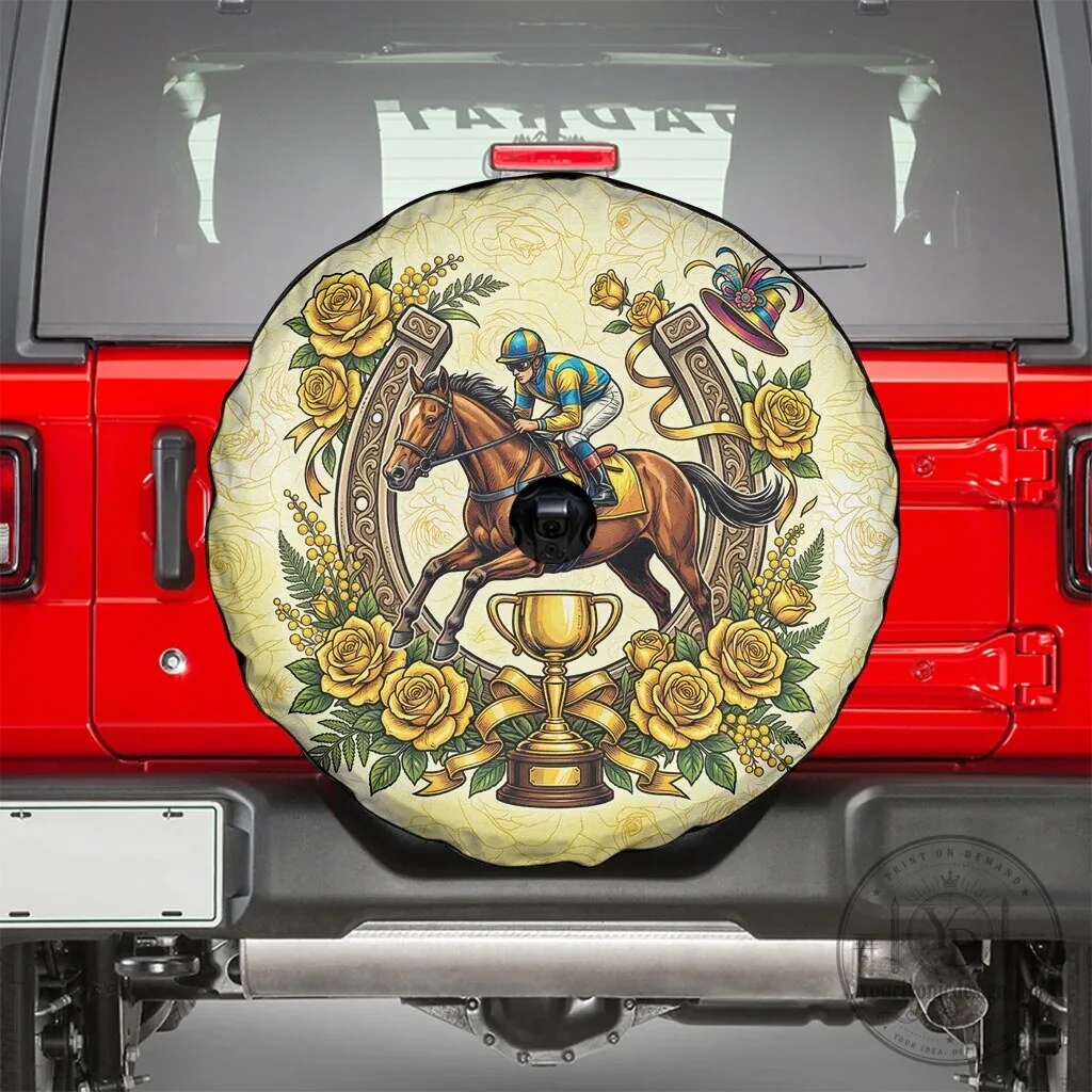 Melbourne Horse Race Yellow Rose Floral Horseshoe Spare Tire Cover 8 Melbourne Horse Race Yellow Rose Floral Horseshoe Spare Tire Cover